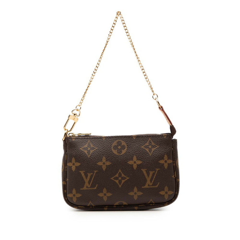 LOUIS VUITTON Brown Monogram Leather Pochette Pouch